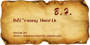 Bársony Henrik névjegykártya